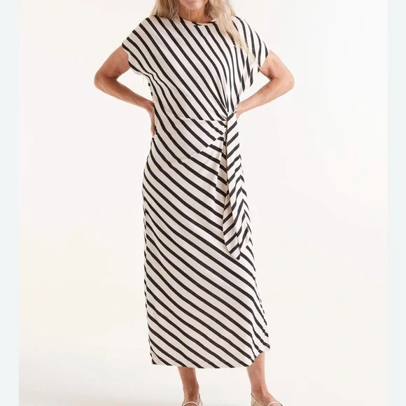 Compania Fantastica Striped Black and White Maxi Dress New L - Picture 1 of 4